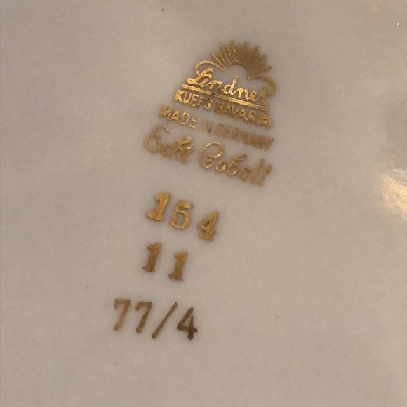 🇩🇪Lindner Kueps Echt Cobalt Fine China set: Cup, saucer, dessert plate - Picture 3 of 13